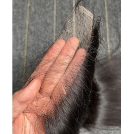 BEEOS 4x4 SKINLIKE Real HD Lace Closure, Bleached Knots Pre-Plucked Straight Human Hair Invisible Lace Closures 12 Inch