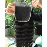 BEEOS Deep Wave 5x5 SKINLIKE Real HD Lace Closure, Ultra-thin HD Lace Pre-Plucked Bleached Knots Human Hair Closure 16 Inch