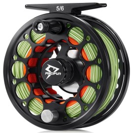 Piscifun Sword Fly Fishing Reel with Line, Pre-Loaded CNC-Machined Aluminum Alloy Fly Reel, Light Weight and Corrosion Resistance Design, 5/6wt Black