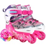 Sowume Adjustable Toddler Roller Skates for Girls Boys Kids,Fun Illuminating Light Up Flash Wheels Safety Three-Point Type Balance Roller Skates for Beginners Children