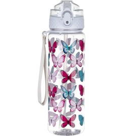 OLDLEY 17oz Kids Water Bottle for school Girls Boys, Water Bottle With Silicone Straw, Leak-Proof Tritan BPA-Free, Reusable water bottles for kids, Clear Butterflies