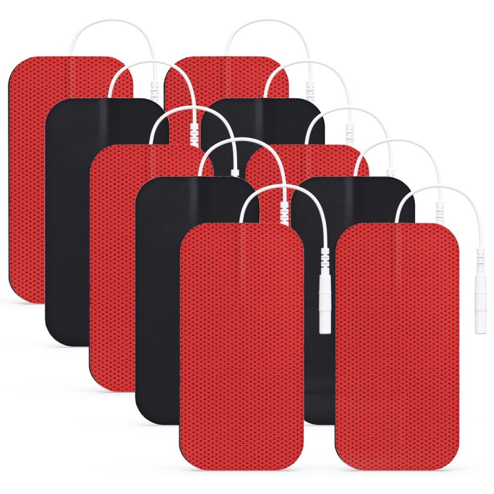 AUVON TENS Unit Pads 2X4 10 Pcs, 3rd Gen Latex-Free Rectangular Replacement Pads Electrode Patches with Upgraded Self-Stick Performance for Electrotherapy(Red)