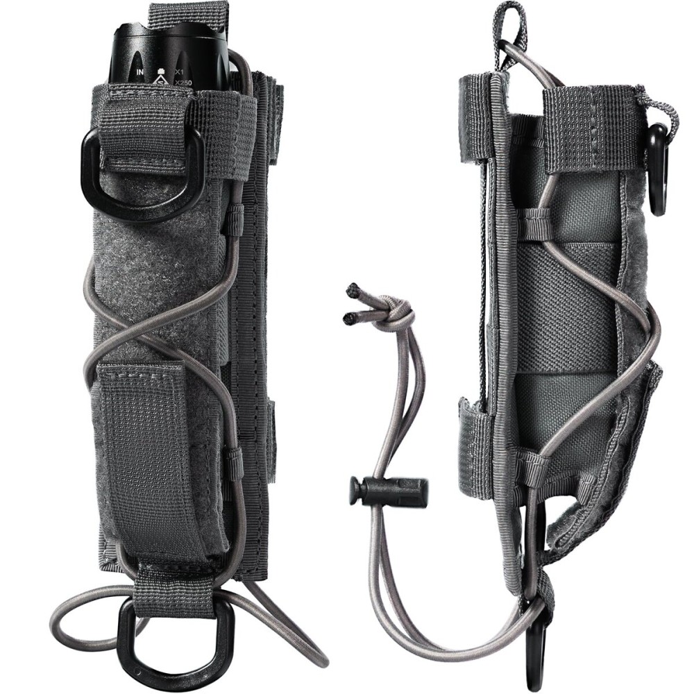 OneTigris Flashlight Holster Molle Flashlight Holder for Belt Tactical Pouch for Torch Linear Hand Tool with Open-top MOLLE Strap for Vertical & Horizontal Carrying