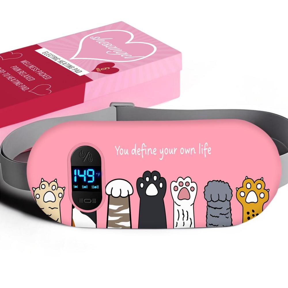 Portable Heating Pad for Period Cramps: Menstrual Heating Pad with Unique Design, Fast Heating Pad with 6 Heat Levels and 6 Massage Modes, Gifts for Her, Women, Teens and Girls