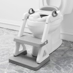 Potty Training Seat with Step Stool Ladder for Kids and Toddler,Wiifo Sturdy Potty Ladder with Soft Padded Cushion for Toddler Boys and Girls(Light Grey) 2025 New Version