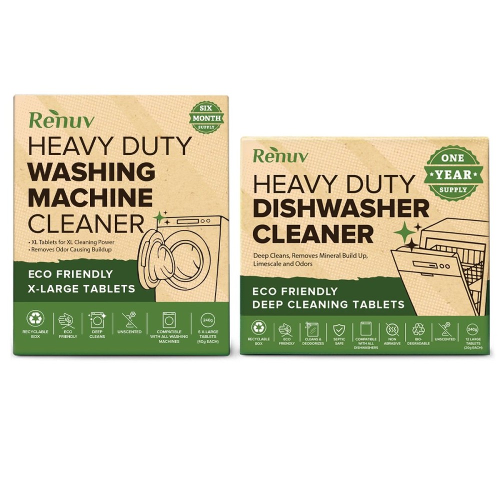 Dishwasher Cleaner + Washing Machine Cleaner Bundle - Heavy Duty Appliance Deep Cleaning, Descaling and Deodorizing.