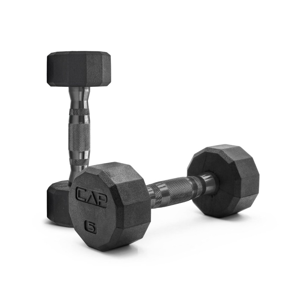 CAP Barbell 12-Sided Coated Dumbbell with Black Handle, Pair, 5 LB