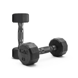 CAP Barbell 12-Sided Coated Dumbbell with Black Handle, Pair, 5 LB
