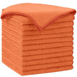 AIDEA Microfiber Cleaning Cloth-12PK, Soft Microfiber Towels for Cars, Absorbent Cleaning Rags, Lint-Free Streak-Free Wash Cloths for House, Kitchen, Window(12in.x12in), Orange