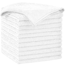 AIDEA Microfiber Cleaning Cloth-12PK, Soft Microfiber Towels for Cars, Absorbent Cleaning Rags, Lint-Free Streak-Free Wash Cloths for House, Kitchen, Window(12in.x12in), White