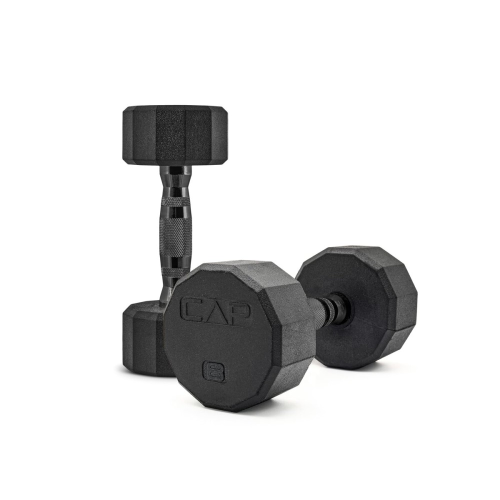CAP Barbell 12-Sided Coated Dumbbell with Black Handle, Pair, 8 LB