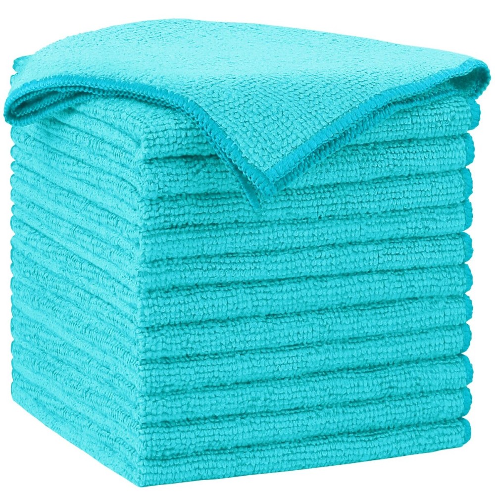 AIDEA Microfiber Cleaning Cloth-12PK, Soft Microfiber Towels for Cars, Absorbent Cleaning Rags, Lint-Free Streak-Free Wash Cloths for House, Kitchen, Window(12in.x12in), Blue