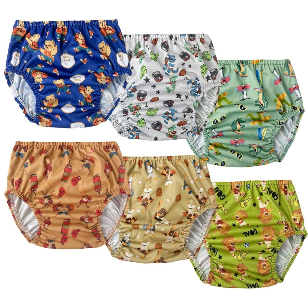 BISENKID 6 Packs Rubber Pants for Toddlers Rubber Training Pants for Toddlers Good Elastic Waterproof Diaper Cover Boy 4t