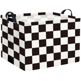 HIYAGON Rectangular Car Basket for Boys Checkered Basket Kids Baby Storage Bin Toy Organizer Box Car Room Decor(Racing Flag)