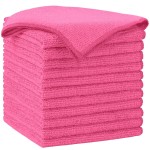 AIDEA Microfiber Cleaning Cloth-12PK, Soft Microfiber Towels for Cars, Absorbent Cleaning Rags, Lint-Free Streak-Free Wash Cloths for House, Kitchen, Window(12in.x12in), Pink