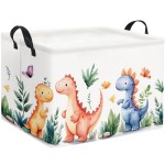 HIYAGON Rectangular Dinosaur Basket Kids Baby Storage Bin Toy Basket Organizer Box for Boys Dinosaur Room Decor(Colorful Dinosaur)