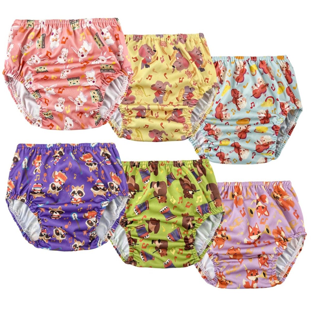 BISENKID 6 Packs Waterproof Plastic Training Pants for Toddlers Training Underwear Girls Good Elastic Plastic Underwear for Toddlers Girls 5t