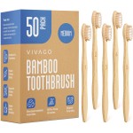 VIVAGO Bamboo Toothbrushes Medium Bristles 50 Pack - BPA Free Medium Bristles Toothbrushes for Adults - Eco-Friendly, Natural Wooden Toothbrush