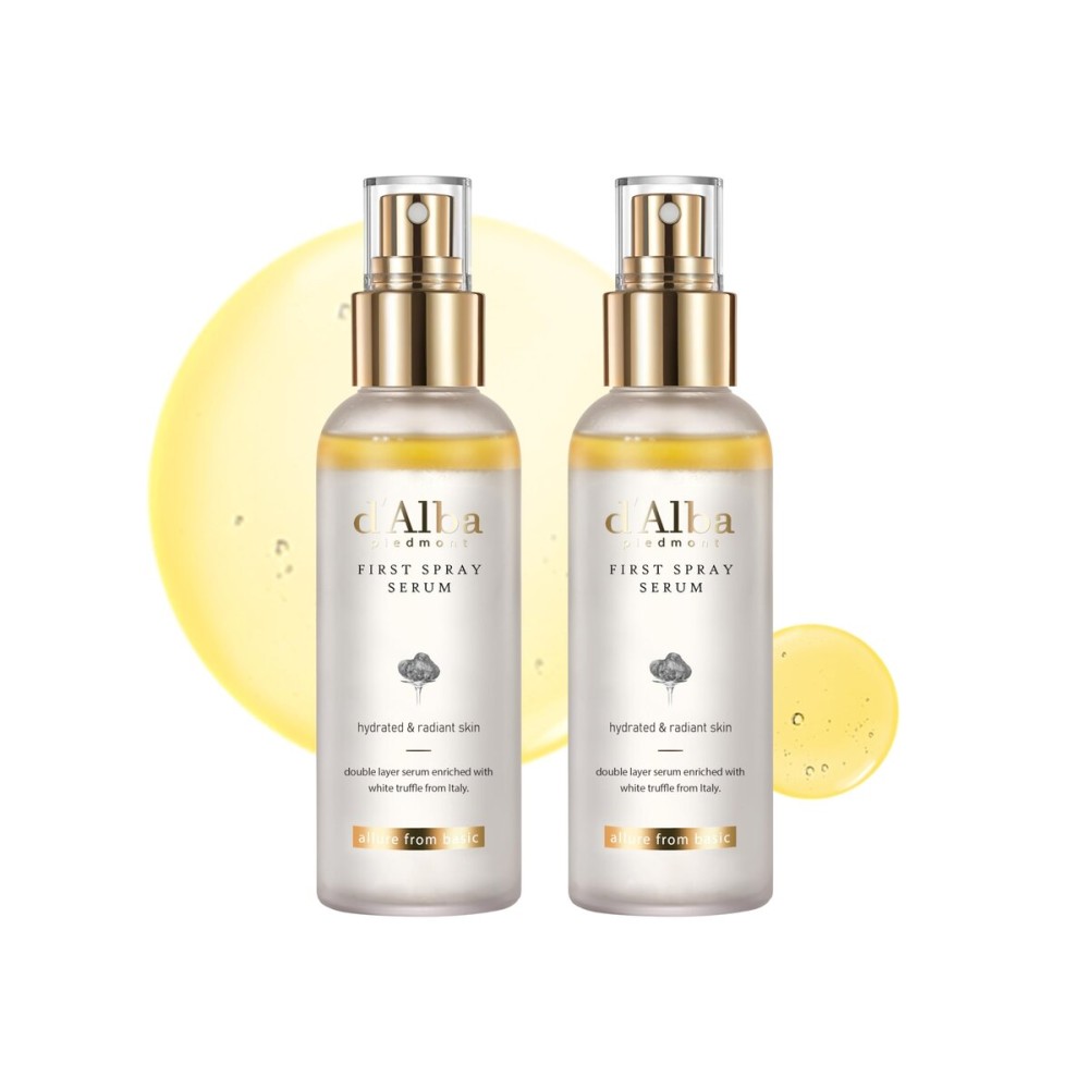 [2 Bottles] d\'Alba Piedmont Italian White Truffle First Spray Serum, Vegan Skin Care, Hydrating Face Moisturizer, Glow Serum for Radiant Skin, Non Comedogenic, All In One Mist (total 6.76 fl oz.)