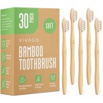VIVAGO Bamboo Toothbrushes 30 Pack - BPA Free Soft Bristles Toothbrushes, Eco-Friendly, Natural Wooden Toothbrush