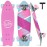 BELEEV Cruiser Skateboards for Beginners, 27 x 8 inch Complete Skateboard for Kids Teens Adults, 7 Ply Canadian Maple Double Kick Deck Concave Skateboard with Skate T-Tool (Light Pink)