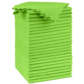 Orighty Microfiber Cleaning Cloth, 24 Pack Highly Absorbent Cleaning Supplies, Reusable Clean Rags for House, Microfiber Cloth for Kitchen, Window, Car Care, 11.5x11.5 inch Green