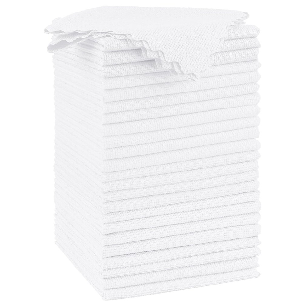 Orighty Microfiber Cleaning Cloth, 24 Pack Highly Absorbent Cleaning Supplies, Reusable Clean Rags for House, Microfiber Cloth for Kitchen, Window, Car Care, 11.5x11.5 inch White