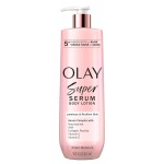 Olay Super Serum Hand & Body Lotion for Dry Skin, 24hr Long Lasting Hydration, 5+ Ingredient Serum Complex for Bright Even Firm Luminous Skin, Sweet Vanilla & Soft Wood Scent, 18.5 fl oz