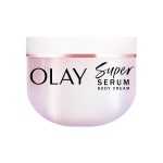 Olay Super Serum Body Cream for Dry Skin, 24hr Long Lasting Hydration, 5+ Ingredient Serum Complex for Bright Even Firm Luminous Skin, Sweet Vanilla & Soft Wood Scent,10 fl oz