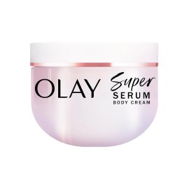 Olay Super Serum Body Cream for Dry Skin, 24hr Long Lasting Hydration, 5+ Ingredient Serum Complex for Bright Even Firm Luminous Skin, Sweet Vanilla & Soft Wood Scent,10 fl oz