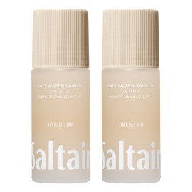 Saltair Serum Deodorant Salt Water Vanilla 2 Pack. 5% AHA Formula. Lactic Acid and Mandelic Acid Deodorant. Aluminum Free Odor Control for Women and Men. Travel Essentials, 2x 1.7oz Roll On