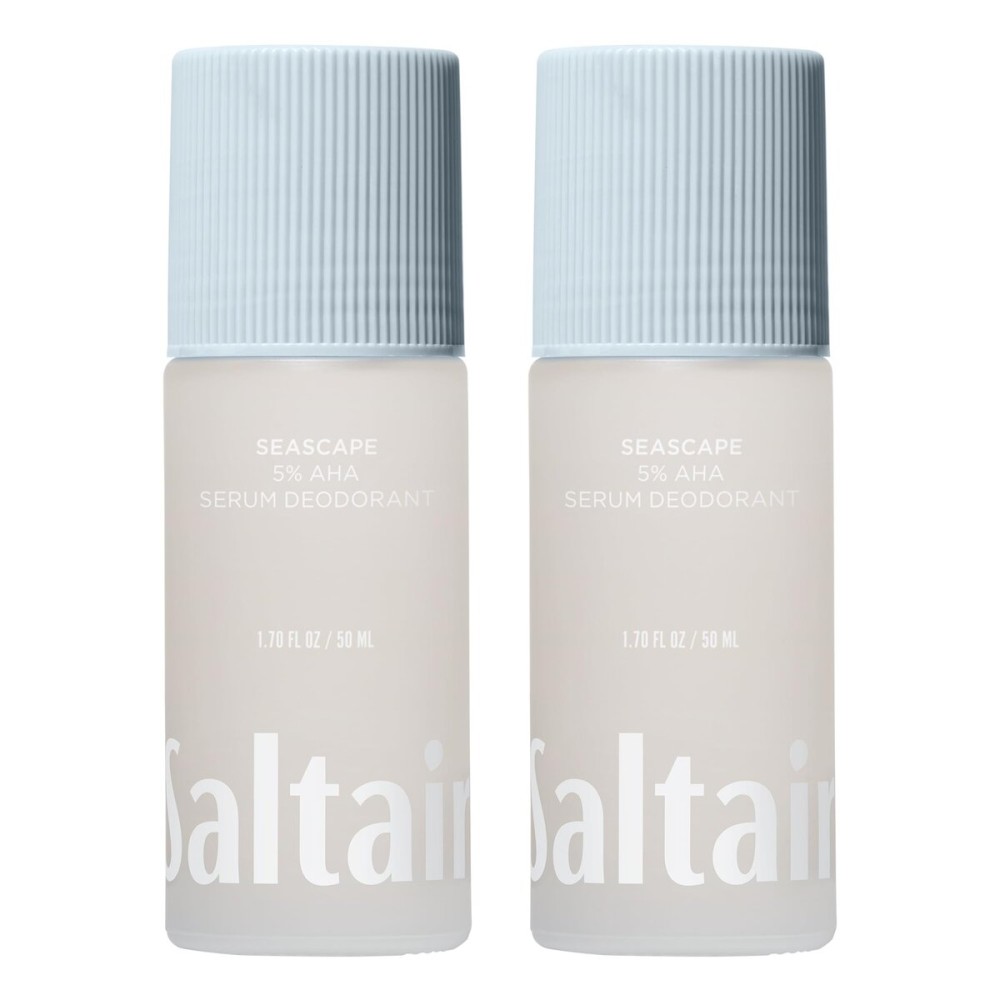 Saltair Serum Deodorant Seascape 2 Pack. 5% AHA Formula. Lactic Acid and Mandelic Acid Deodorant. Aluminum Free Odor Control for Women and Men. Travel Essentials, 2x 1.7oz Roll On