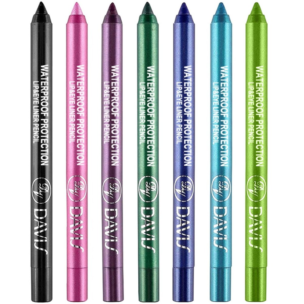 LemonSac 7 Colorful Eyeliner Pen Set, Eye Shadow Pencil, Pearl Eyeliner Kit Metallic Glitter Eye liner Pencil for Women Eye&Lip Liner Professional Eye Makeup Set Colorful Eye Color (7PCS B)