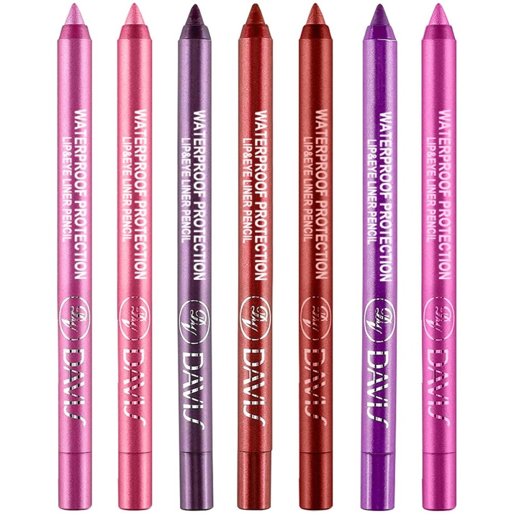 LemonSac 7 Colorful Eyeliner Pen Set, Eye Shadow Pencil, Pearl Eyeliner Kit Metallic Glitter Eye liner Pencil for Women Eye&Lip Liner Professional Eye Makeup Set Colorful Eye Color (7PCS C)