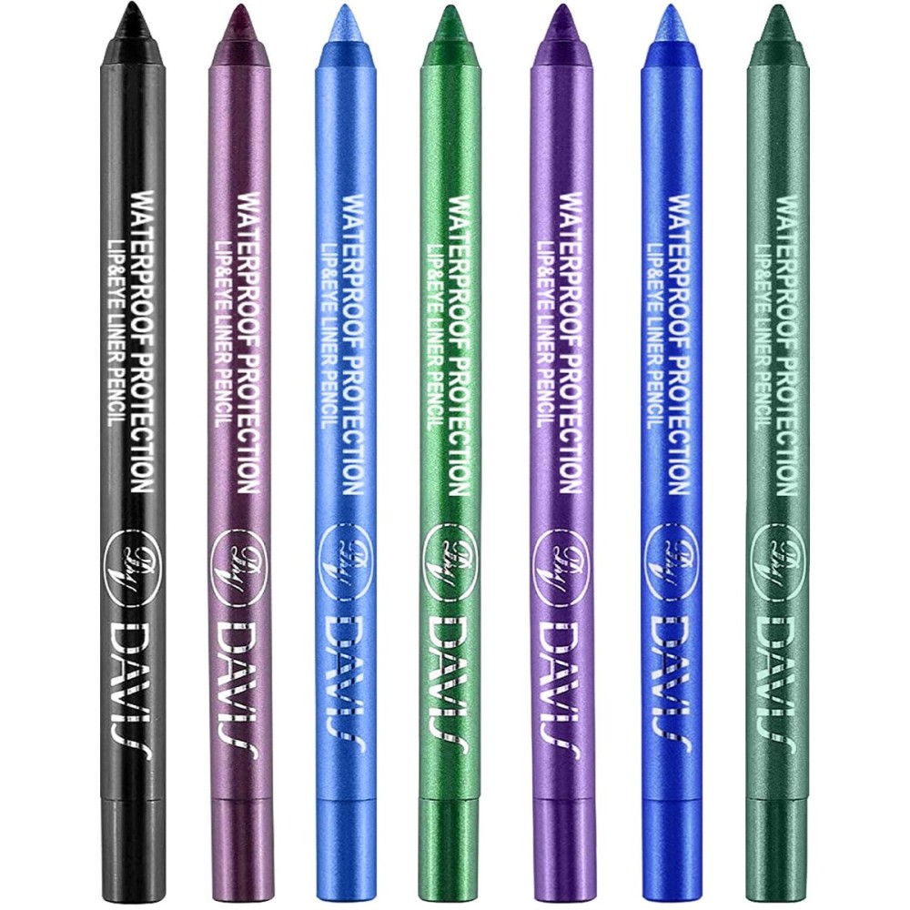 LemonSac 7 Colorful Eyeliner Pen Set, Eye Shadow Pencil, Pearl Eyeliner Kit Metallic Glitter Eye liner Pencil for Women Eye&Lip Liner Professional Eye Makeup Set Colorful Eye Color (7PCS D)