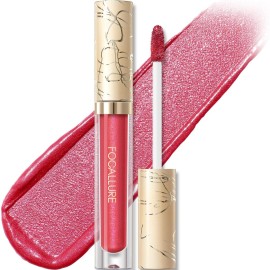 FOCALLURE Metallic Liquid Lipstick,Non Stick Cup Lip Gloss,High Impact Lip Color with Transfer-proof Wear,Long Lasting & Waterproof Lipstick Makeup for Women,RD03 LUSCIOUS ROSE