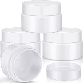 Patelai 4 Pieces Round Wide-mouth Leak Proof Plastic Container Jars with Lids for Travel Storage Makeup Beauty Products Face Creams Oils Salves Ointments DIY Making(1 Ounce,Pure White)