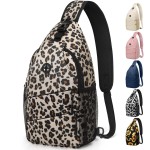 Pritent Crossbody Bags for Women Men Trendy Sling Bag Bakpack Casual Chest Bag with Convertible Shoulder Strap Travel Cross Body Bag for Hiking Traveling Outdoors(Large, Leopard)