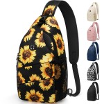 Pritent Crossbody Bags for Women Men, Trendy Sling Bag Backpack Casual Chest Bag with Convertible Shoulder Strap Travel Cross Body Bags for Hiking Traveling Outdoors(Large, Sunflower)