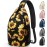 Pritent Crossbody Bags for Women Men, Trendy Sling Bag Backpack Casual Chest Bag with Convertible Shoulder Strap Travel Cross Body Bags for Hiking Traveling Outdoors(Large, Sunflower)