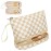 Ethereal Small Makeup Bag, khaki Checkered 2 Layers Travel Cosmetic Bag with Makeup Brush Holder, Portable Makeup Pouch for Women/Girls