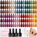 beetles Winter Gel Polish Set - Waltz of Leaves Collection, 36 Trendy Winter & Christmas Brown Orange Colors Gel Polish Set With Base and Glossy Matte Glitter Top Coat Soak Off UV Led Holiday Nails