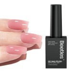Beetles Nude Pink Gel Nail Polish - Muted Bloom Clear Pink, Natural Jelly Gel Polish, Sheer Translucent Colors, Nail Concealer Soak Off UV French Nail Art Manicure Gift for Women 7.5ML