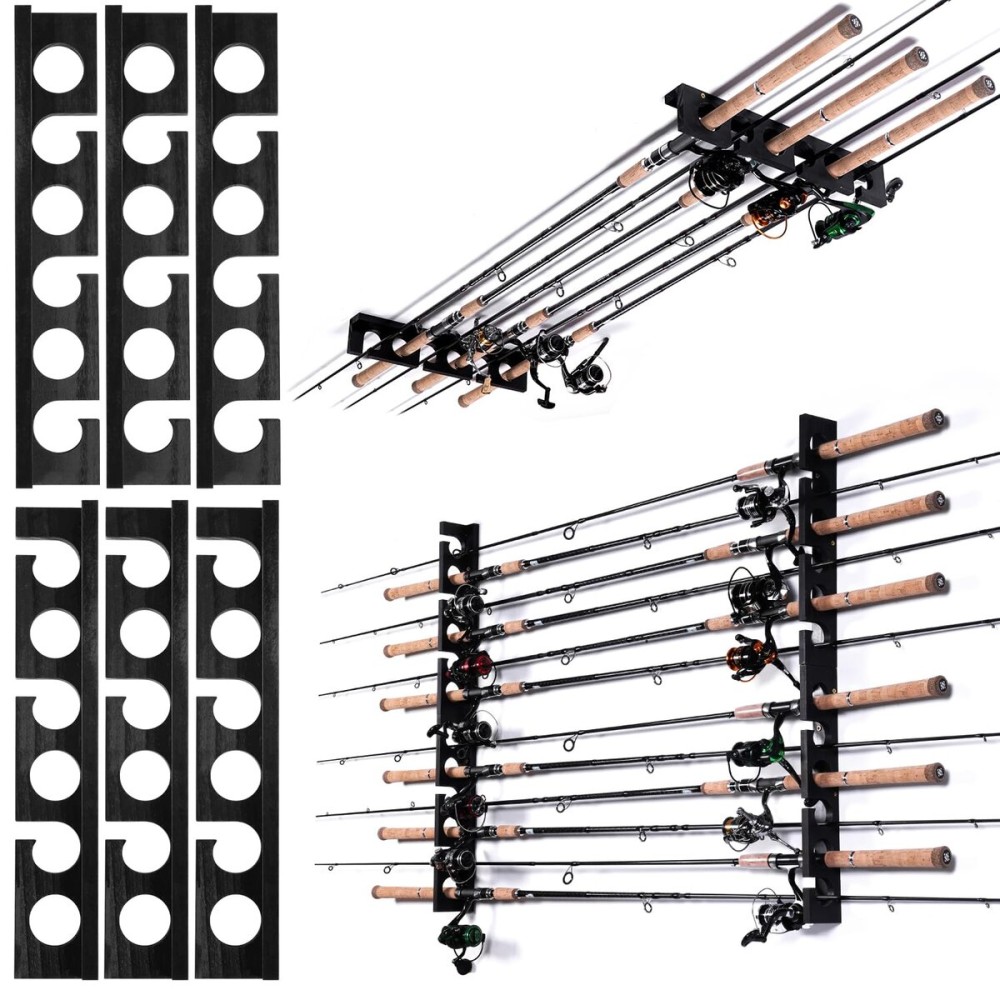 Ghosthorn Fishing Pole Rod Racks Wall or Ceiling Mounted Fishing Pole Rod Holders for Garage Storage Organizer Fishing Gear Equipment for Men Women