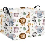 HIYAGON Rectangular Woodland Animal Basket Baby Storage Basket Storage Bin Organizer Box Animal Room Decor(Animal Basket)