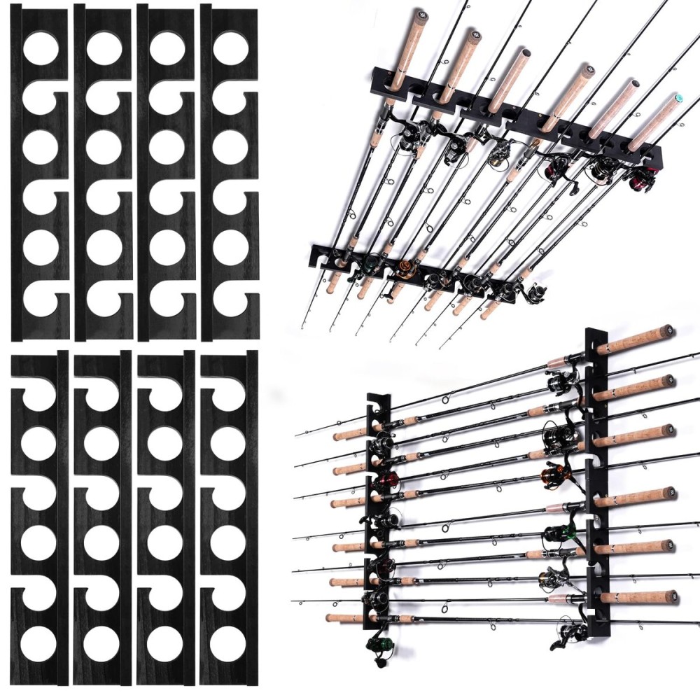 Ghosthorn Fishing Pole Rod Racks Wall or Ceiling Mounted Fishing Pole Rod Holders for Garage Storage Organizer Fishing Gear Equipment for Men Women