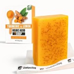 Uselective Turmeric & Lemon Glow Soap Bar - Brightening Bar for Dark Spots & Acne Scars, with Kojic Acid, Vitamin C - 3x moisturizing with Amino Acid & Shea Butter - SLS Free for Face/Body