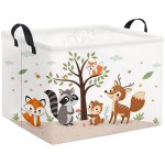 HIYAGON Rectangular Woodland Animal Basket Kids Baby Storage Basket Storage Bin Organizer Box Animal Room Decor(Spring Animal)