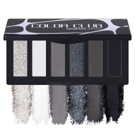 SUSIKEKI Black Eyeshadow Palette with Mirror Silver Gray Black Tones Matte Shimmer Smokey 6 Colors Mini Eye Shadow Pallet Travel Size Highly Pigmented for Vampire Clown Joker Goth Halloween Makeup