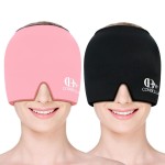 Migraine Relief Cap, Soothing Headache Ice Face Mask Products, Hot and Cold Therapy, Migraine Headache Relief Cap for Migraine, Sinus, Puffy Eyes, Tension, Stress and Hangover (Black+Pink)